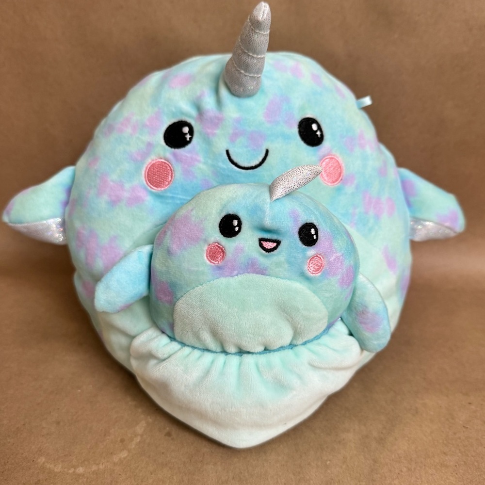 Squishmallows x Justice 8” River the Narwhal and 3.5” Baby River Stuffy Set